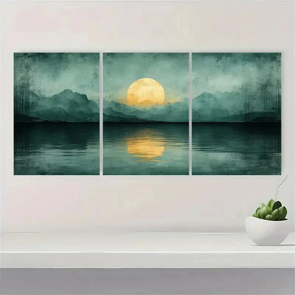 3pcs Abstract Sage Green Pastel Art Painting Metal Print Ready to Hang Art - Bella Home Decor