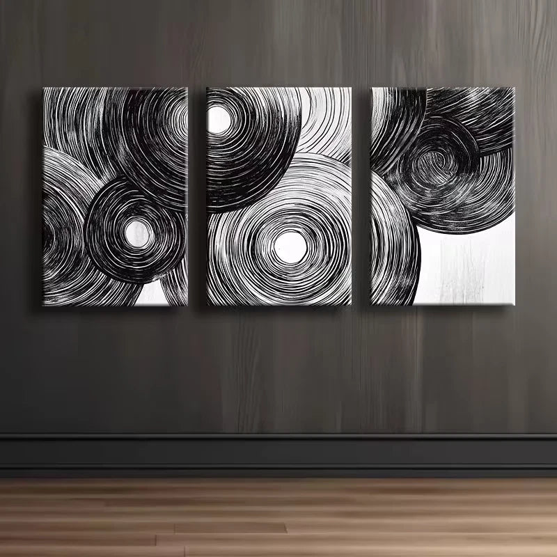 3pcs Abstract Wood Rings Wall Art Set Canvas Framed 50x70cm - High Quality Print 100% Australian Made Wall Canvas Ready to Hang - Bella Home Decor