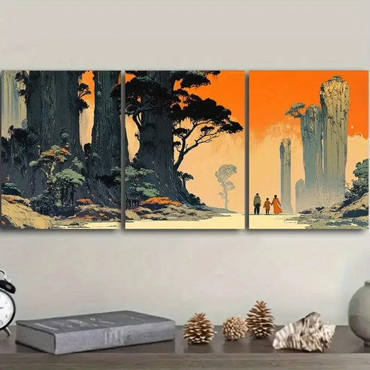 3pcs Strange Planet Classic Modern Metal Print Ready to Hang Art