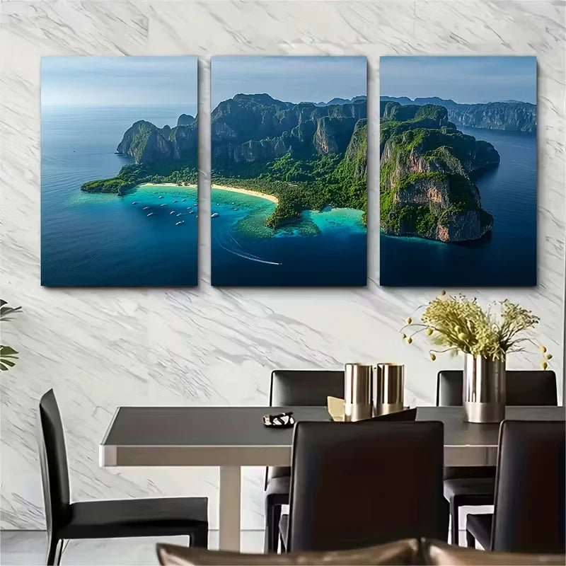 3pcs Krabi Print Phi Phi Islands Metal Print Ready to Hang Art