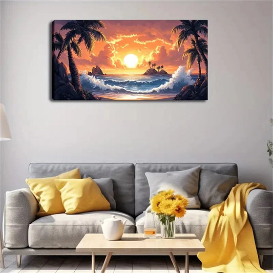 Minimalist Solid Pattern Sunset Wall Art Canvas Office Home Room Framed 120x60cm