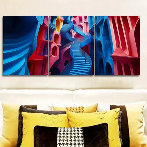 3pcs Spiral Staircase Design, Painting Wall Art Set Canvas Unframed - High Quality Print 100% Australian Made Wall Canvas