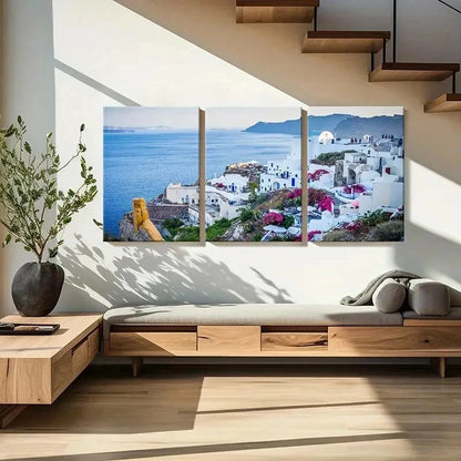 3pcs Santorini Greece & Aegean Sea Wall Art Set Canvas Framed 40x60cm - High Quality Print 100% Australian Made Wall Canvas Ready to Hang