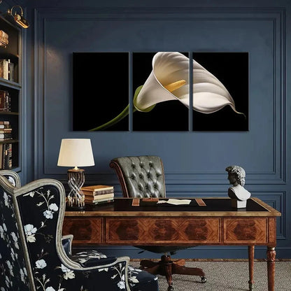 3pcs Set of Elegant White Calla Lily Metal Print Ready to Hang Art - Bella Home Decor