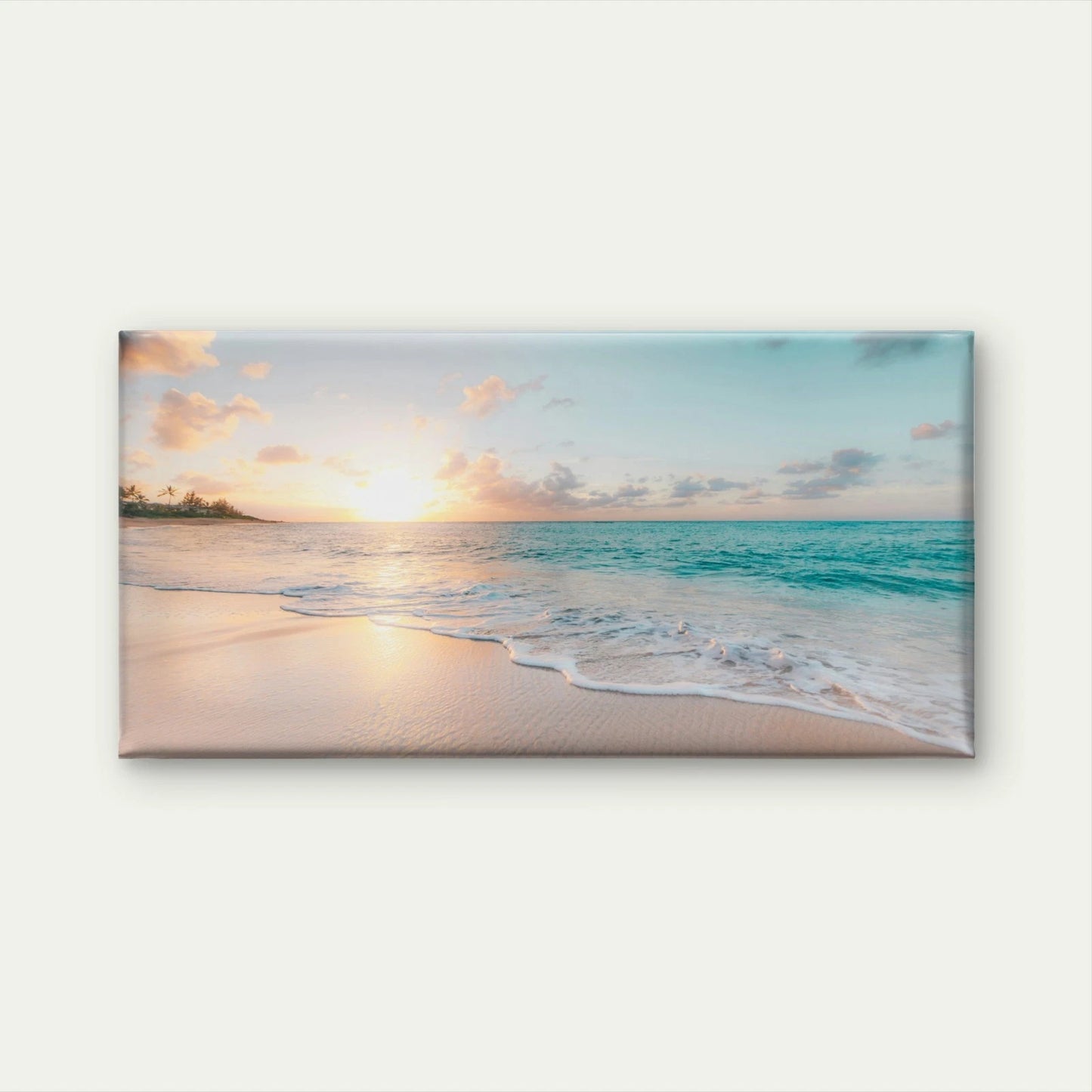 Serene Beach Sunset Horizon Wall Art Canvas Office Home Framed 120x60cm