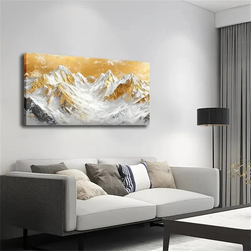 Majestic Mountain Golden Sky Wall Art Canvas Office Home Room Framed 120x60cm - Bella Home Decor