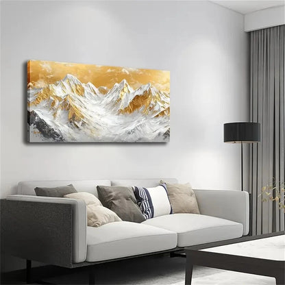 Majestic Mountain Golden Sky Wall Art Canvas Office Home Room Framed 120x60cm - Bella Home Decor