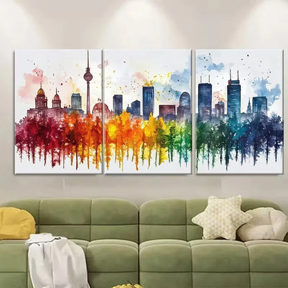 3pcs Berlin Skyline Watercolor Metal Print Ready to Hang Art - Bella Home Decor