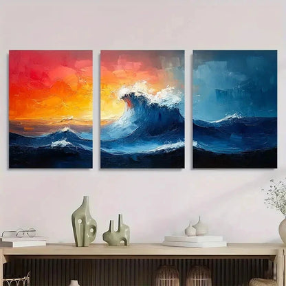 3pcs Abstract color painting Abstract Metal Print Ready to Hang Art - Bella Home Decor