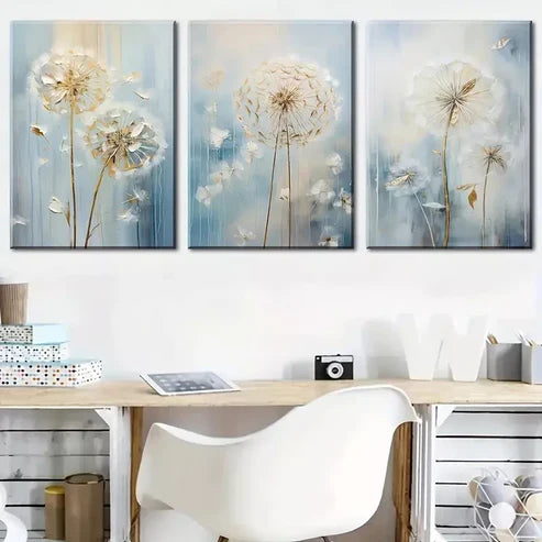 3pcs Beautiful Abstract Stunning Dandelions Wall Art Canvas Unframed - High Quality Print 100% Australian Made Wall Canvas