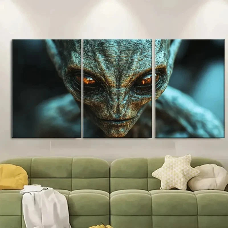 3pcs Alien Abduction az  Wall Art Set Canvas Framed 60x90cm - High Quality Print 100% Australian Made Wall Canvas Ready to Hang - Bella Home Decor