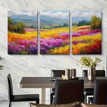 3pcs Meadow Landscape Textured Decor Prefect Wall Art Set Canvas Framed 40x60cm - High Quality Print 100% Australian Made Wall Canvas Ready to Hang