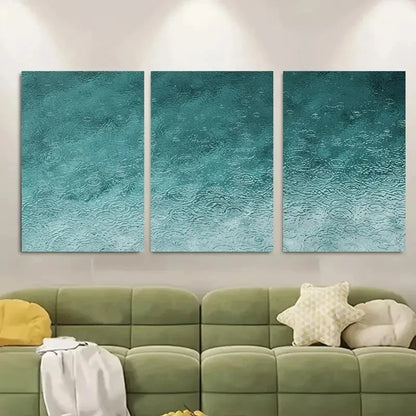 3pcs Turquoise Water Ripples Metal Print Ready to Hang Art