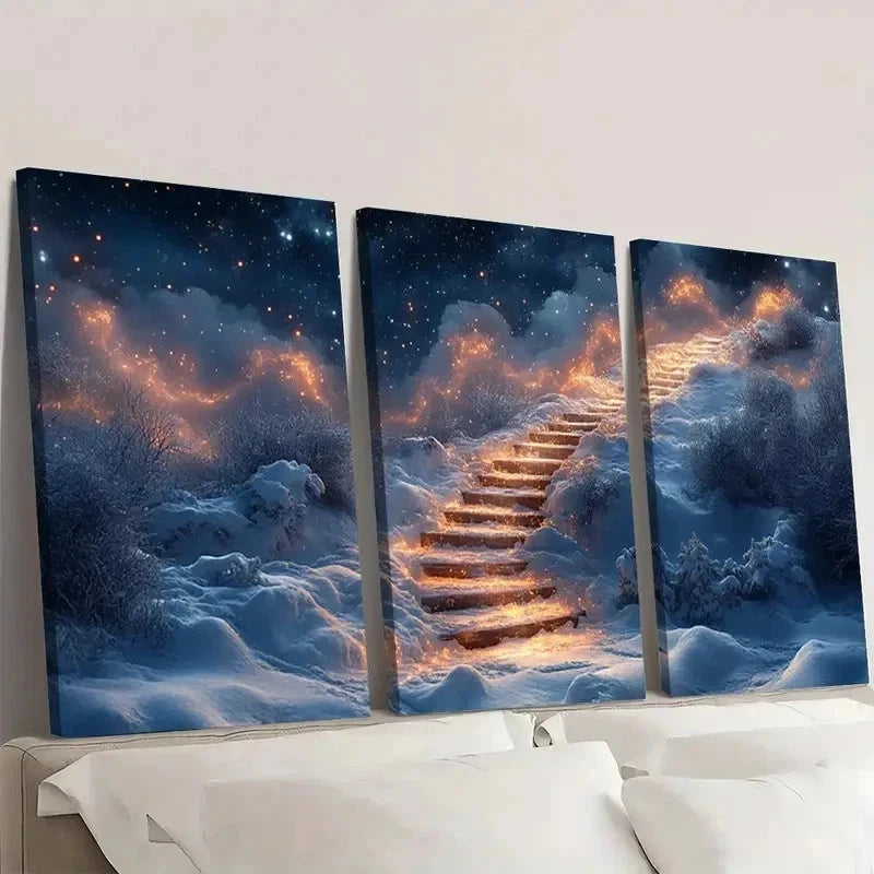 3pcs Magical Winter Wonderland Art TY  Wall Art Set Canvas Framed 40x60cm - High Quality Print 100% Australian Made Wall Canvas Ready to Hang