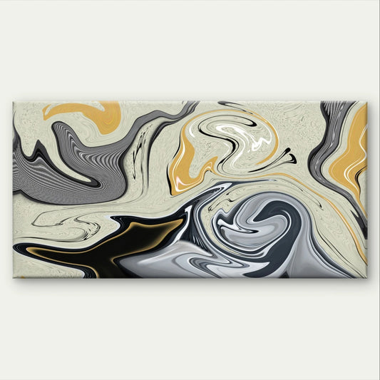 Modern Abstract Monochrome and Gold Wall Art Canvas Office Home Framed 120x60cm