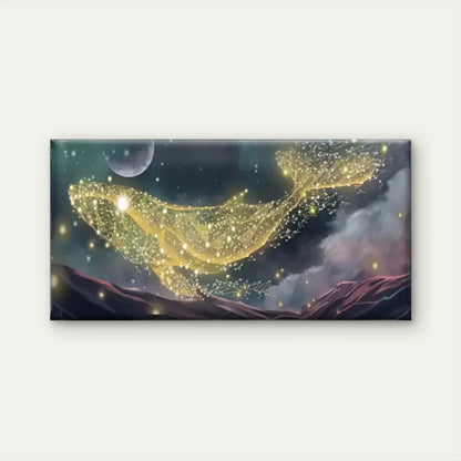 Whales Float Moon Sky Wall Art Canvas Office Home Room Framed 120x60cm