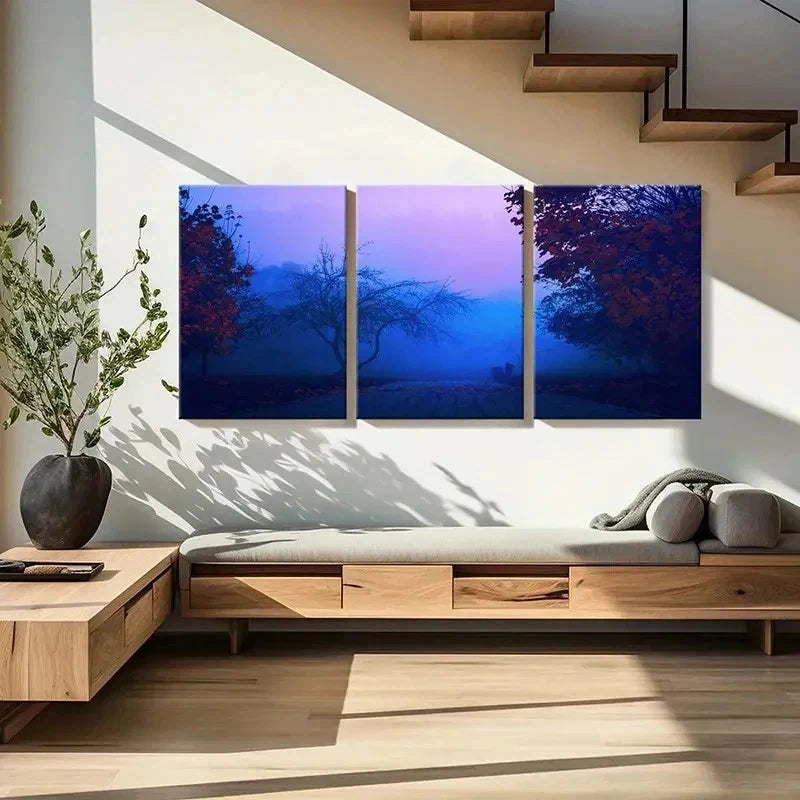 3pcs Misty Morning Landscape Decoration Wall Art Set Canvas Framed 50x70cm - High Quality Print 100% Australian Made Wall Canvas Ready to Hang