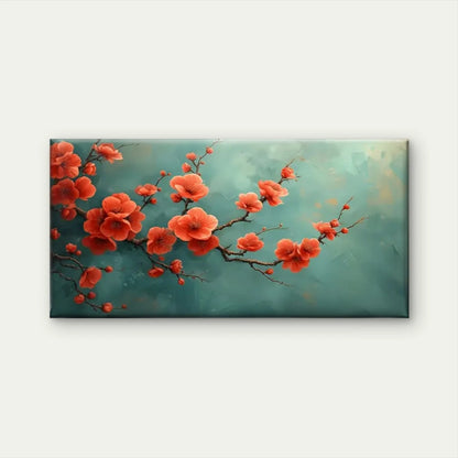 Branches Red Flowers Wall Art Canvas Office Home Room Framed 120x60cm