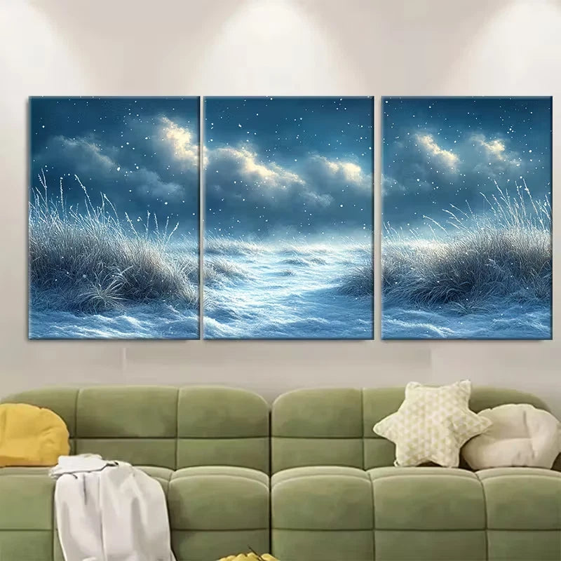 3pcs Icy Frozen Grass Metal Print Ready to Hang Art