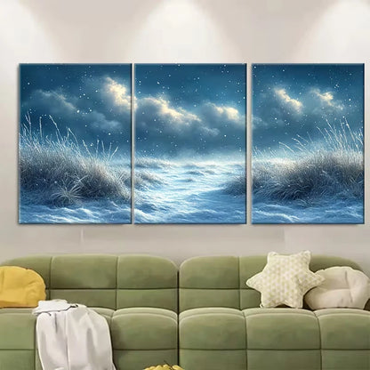 3pcs Icy Frozen Grass Metal Print Ready to Hang Art