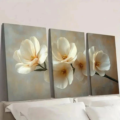 3pcs White Freesia Floral Wall Art Set Canvas Unframed – High Quality Print, 100% Australian Made Wall Canvas