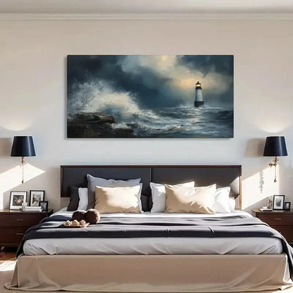 Ocean View Stormy Clouds Wall Art Canvas Office Home Room Framed 120x60cm - Bella Home Decor