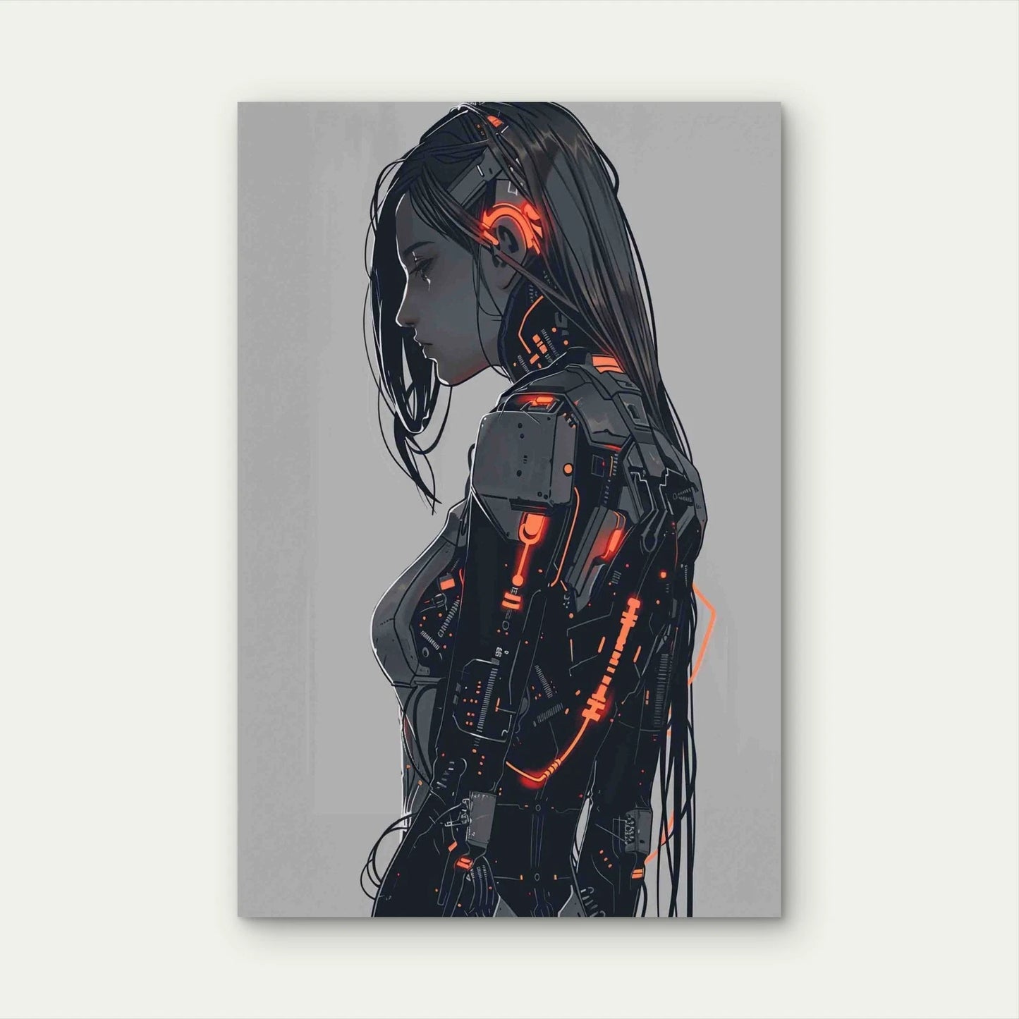 Female Humanoid With Advanced Technology 40x60cm Metal Print Ready to Hang - Bella Home Decor