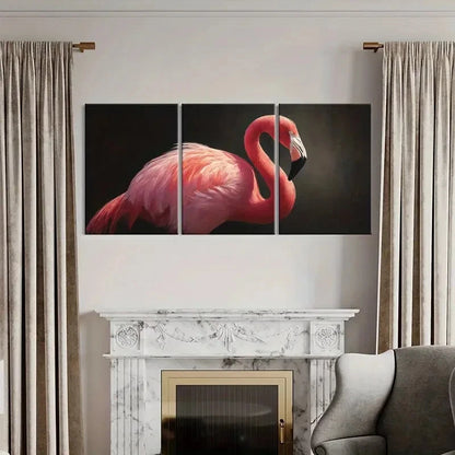 3pcs Artistic Elegant Flamingo Vibrant Colors Metal Print Ready to Hang Art - Bella Home Decor