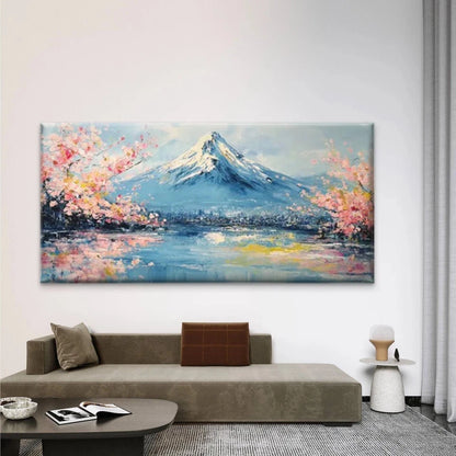 Mount Fuji with Cherry Blossoms Wall Art Canvas Office Home Room Framed 120x60cm