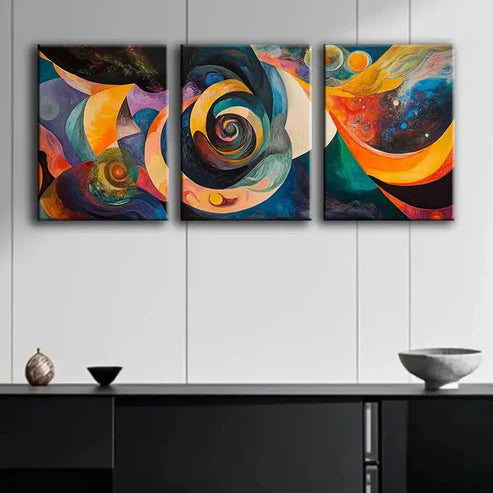 3pcs Colorful Abstract Swirl Painting Perfect Wall Art Set Canvas Unframed - High Quality Print 100% Australian Made Wall Canvas - Bella Home Decor