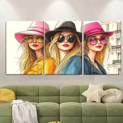 3pcs Chic Paris Fashion Illustration Metal Print Ready to Hang Art - Bella Home Decor