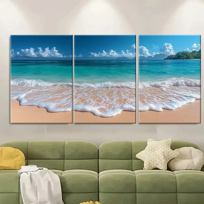 3pcs Seychelles La Digue Island WI Wall Art Set Canvas Framed 40x60cm - High Quality Print 100% Australian Made Wall Canvas Ready to Hang