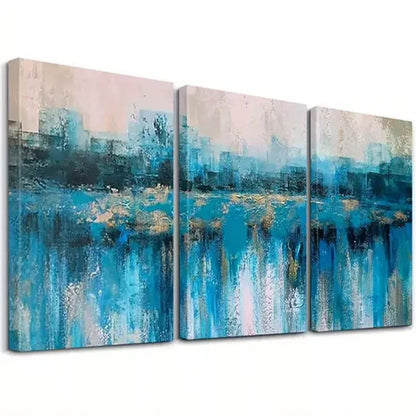 3pcs Modern Blue Gray Paintings Wall Art Canvas Unframed - High Quality Print 100% Australian Made Wall Canvas