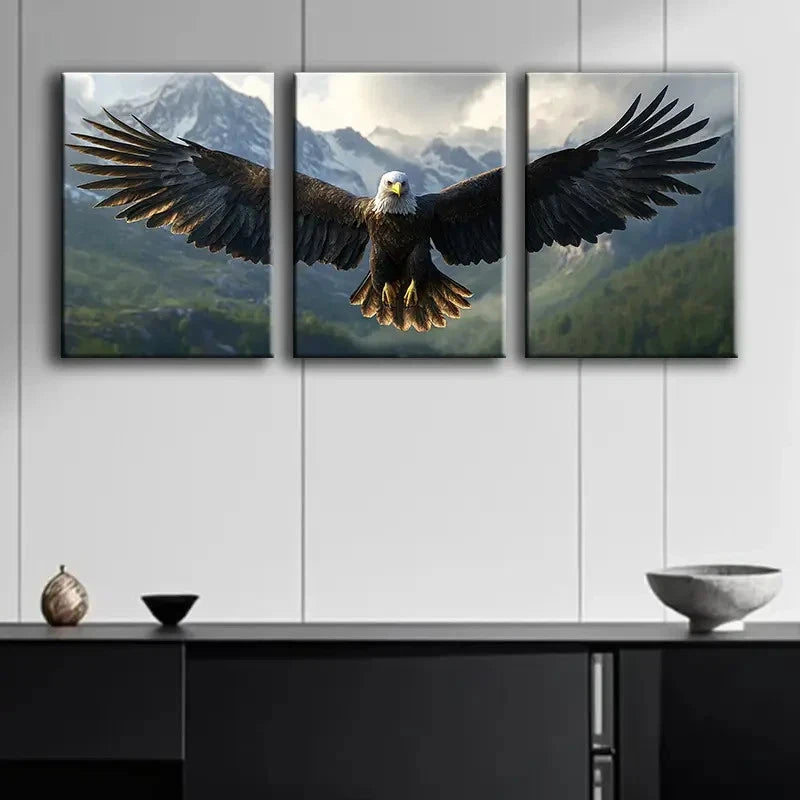 3pcs Eagle with Spread Wings Metal Print Ready to Hang Art - Bella Home Decor