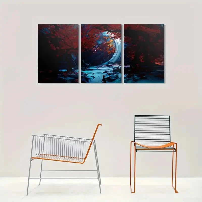 3pcs Autumn Forest Nature Landscape Metal Print Ready to Hang Art - Bella Home Decor