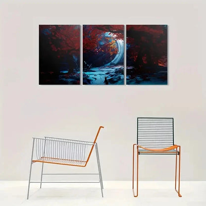 3pcs Autumn Forest Nature Landscape Metal Print Ready to Hang Art - Bella Home Decor