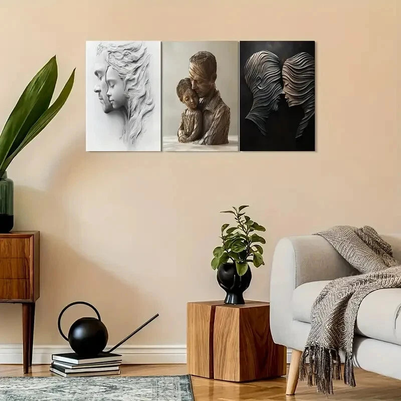 3pcs Vintage Father & Son Texture Metal Print Ready to Hang Art - Bella Home Decor