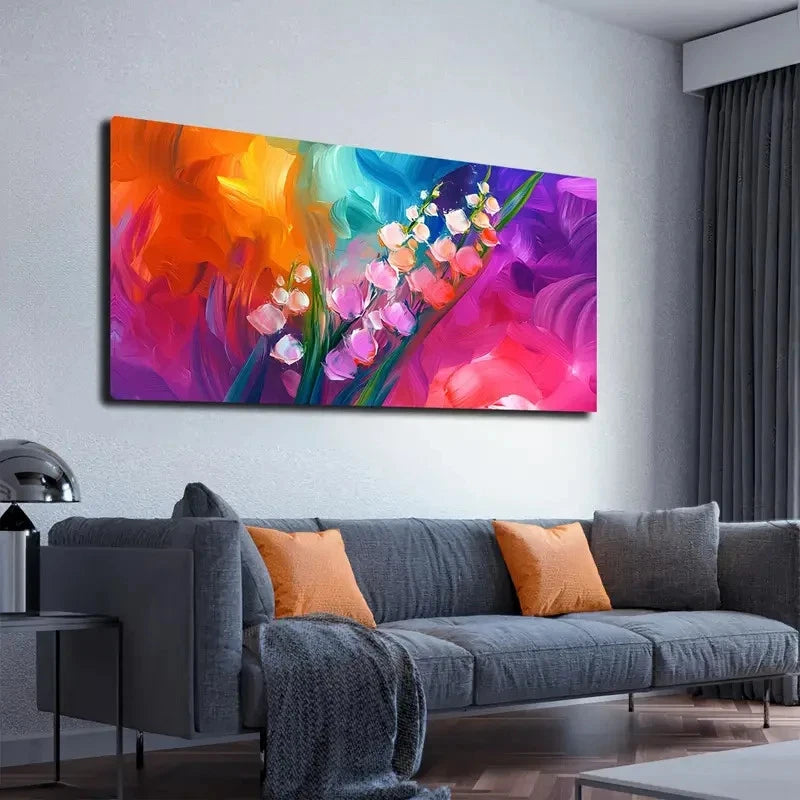 Valley With Rainbow Hues Wall Art canvas office home room framed 120x60cm