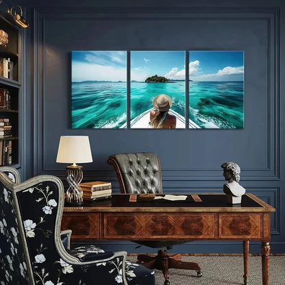 3pcs Turquoise Waters Island Paradise Travel Art Metal Print Ready to Hang Art - Bella Home Decor