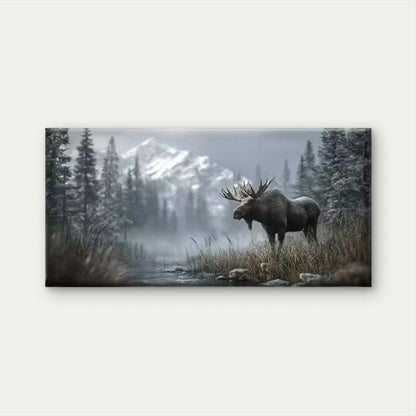Moose in Wilderness Wall Art Canvas Office Home Room Framed 120x60cm