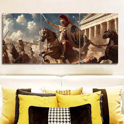 3pcs Ancient Roman Soldier Scene Metal Print Ready to Hang Art - Bella Home Decor