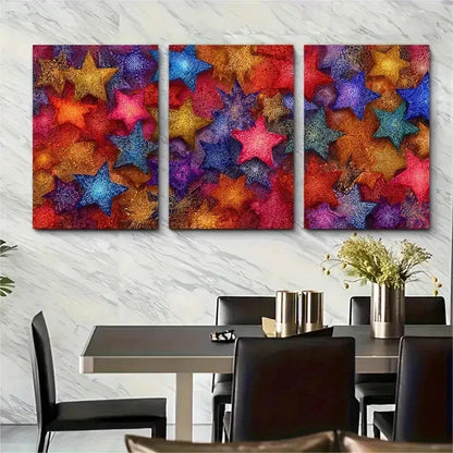 3pcs Vibrant Starry Night Design Perfect Wall Art Set Canvas Framed 50x70cm - High Quality Print 100% Australian Made Wall Canvas Ready to Hang