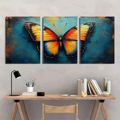 3pcs Vibrant Butterfly Modern Abstract Design Wall Art Set Canvas Framed 60x90cm - High Quality Print 100% Australian Made Wall Canvas Ready to Hang