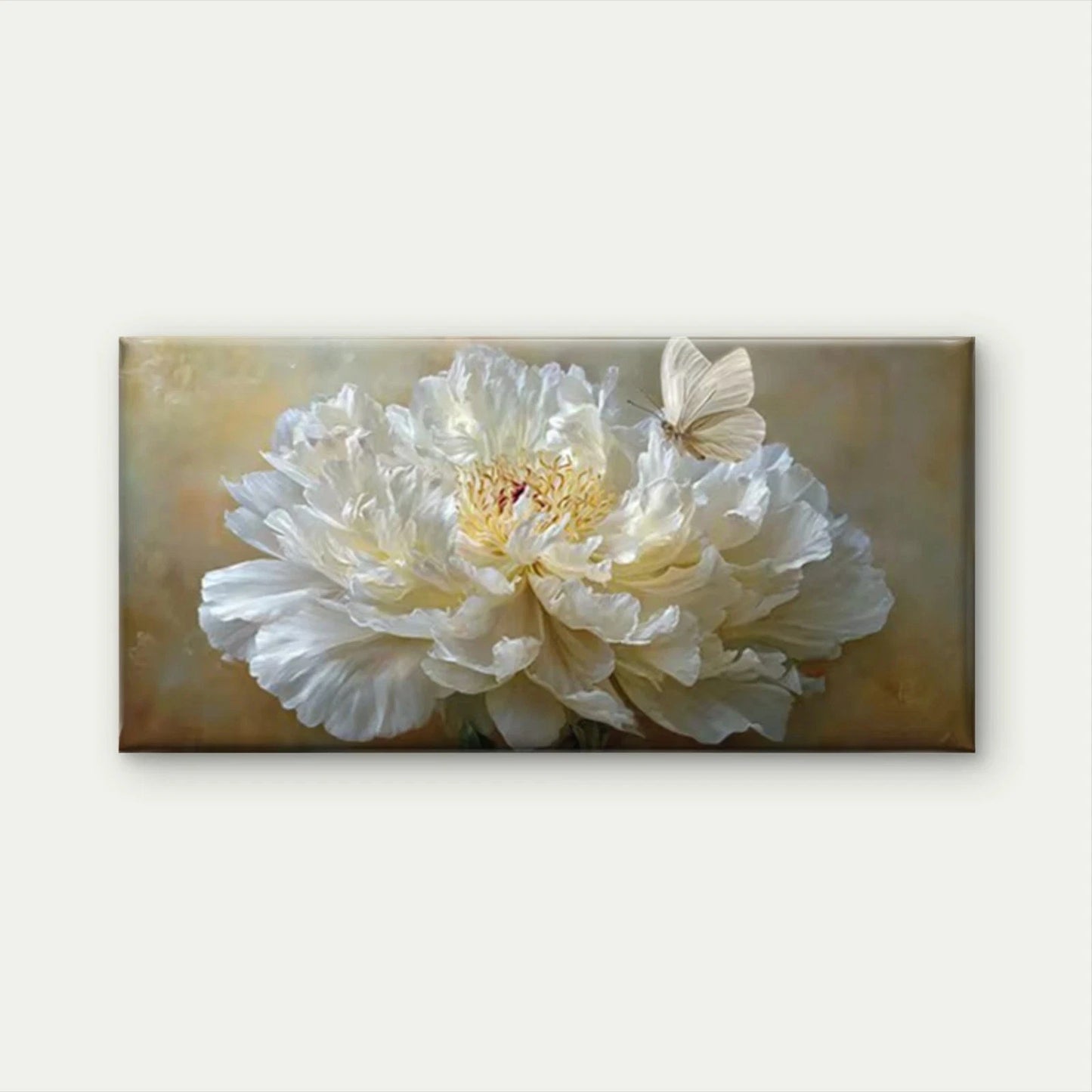 White Peony Flower Elegant Wall Art Canvas Office Home Room Framed 120x60cm