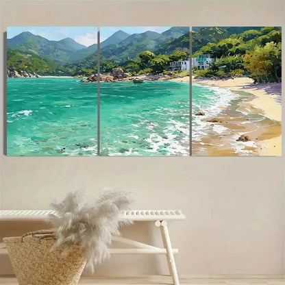 3pcs Bay Beach Vacation Wall Art Set Canvas Framed 60x90cm - High Quality Print 100% Australian Made Wall Canvas Ready to Hang - Bella Home Decor
