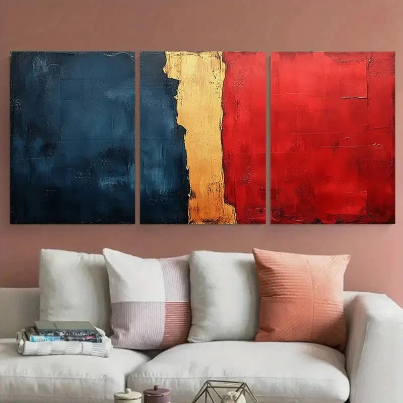 3pcs Abstract Grunge Contrast Colour Design Metal Print Ready to Hang Art - Bella Home Decor