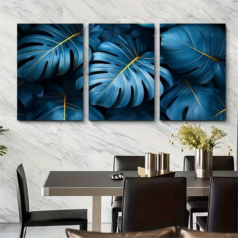 3pcs Abstract Palm Leaf Nature Photography Metal Print Ready to Hang Art - Bella Home Decor