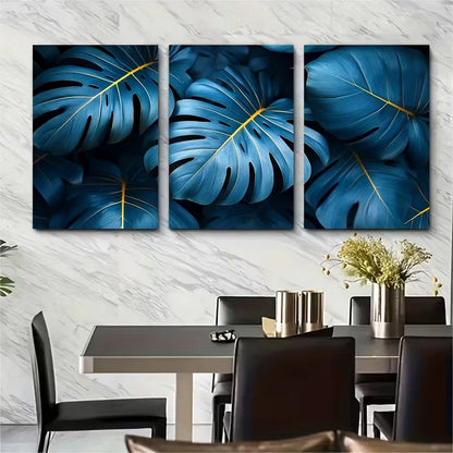 3pcs Abstract Palm Leaf Nature Photography Metal Print Ready to Hang Art - Bella Home Decor