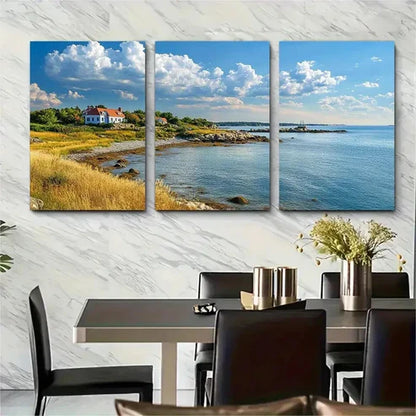 3pcs Rhode Island Coastal Vibrant Wall Art Canvas Unframed - High Quality Print 100% Australian Made Wall Canvas