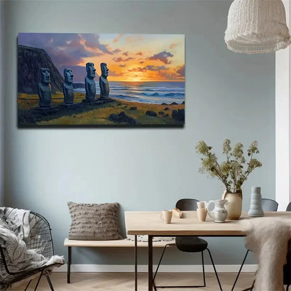 Sunset At Easter Island Wall Art Canvas Office Home Room Framed 120x60cm